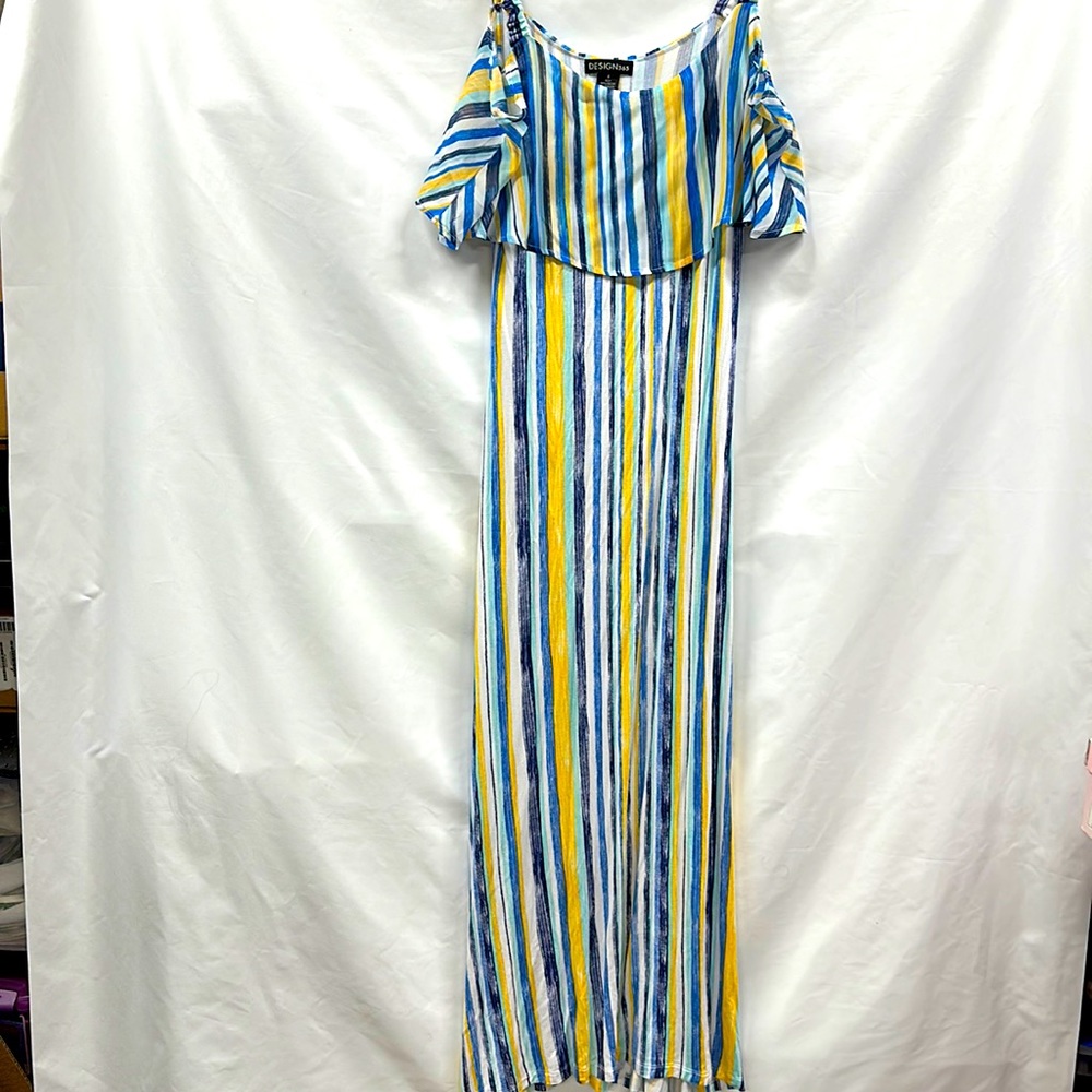 Design 365 Maxi dress Size Small Blue/Yellow/Mint/White striped dress